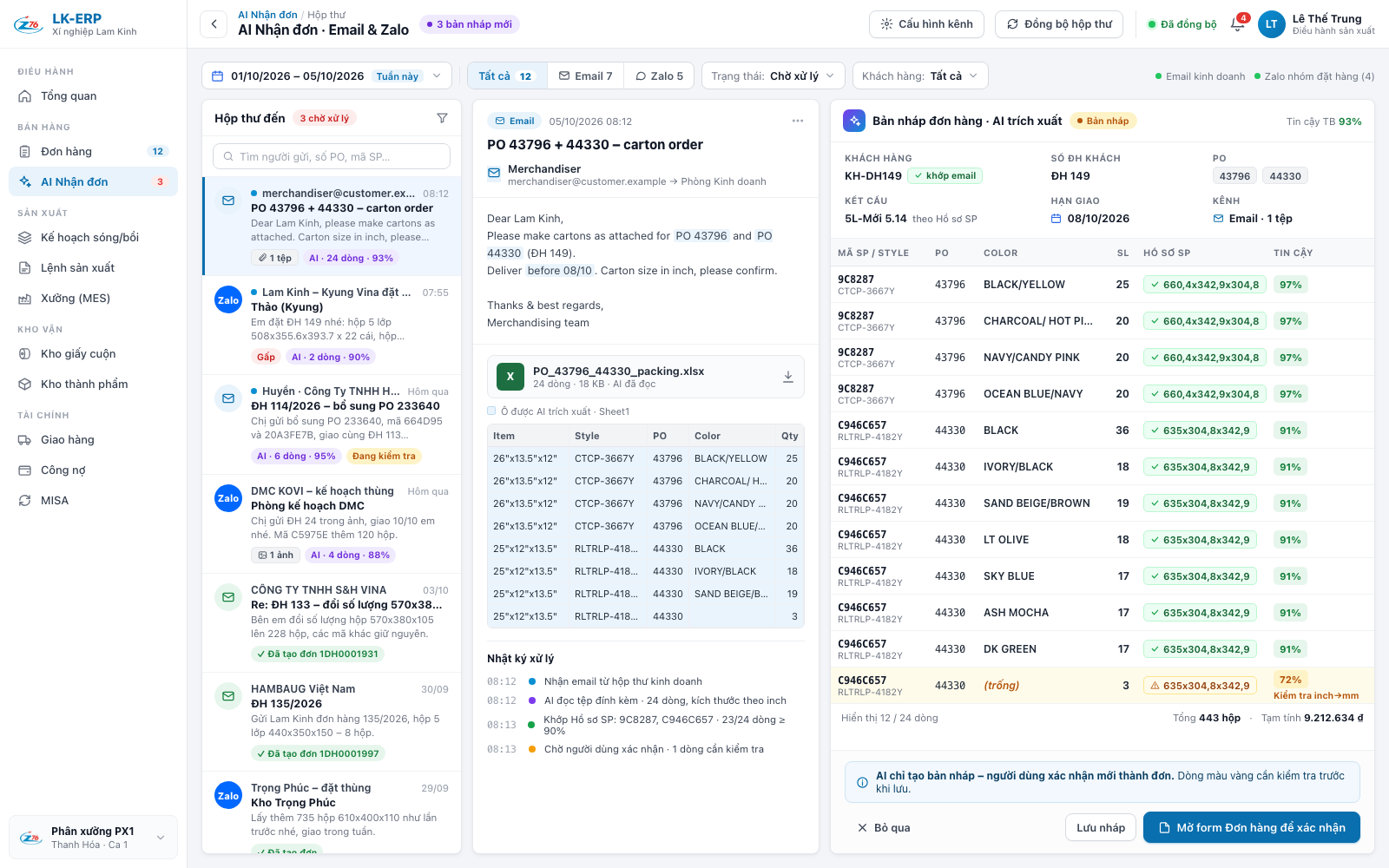 AI Nhận Đơn Hàng Email & Zalo